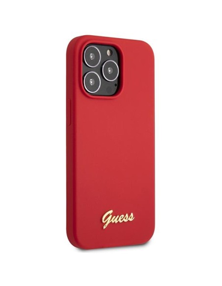 Guess Silicone Vintage Gold Logo dėklas, skirtas iPhone 13 Pro Max - raudonas Guess Silicone Vintage Gold Logo dėklas, skirtas iPhone 13 Pro Max - raudonas