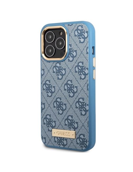 Guess 4G Logo Plate MagSafe dėklas iPhone 14 Pro - mėlynas Guess 4G Logo Plate MagSafe dėklas iPhone 14 Pro - mėlynas