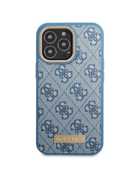 Guess 4G Logo Plate MagSafe dėklas iPhone 14 Pro - mėlynas Guess 4G Logo Plate MagSafe dėklas iPhone 14 Pro - mėlynas