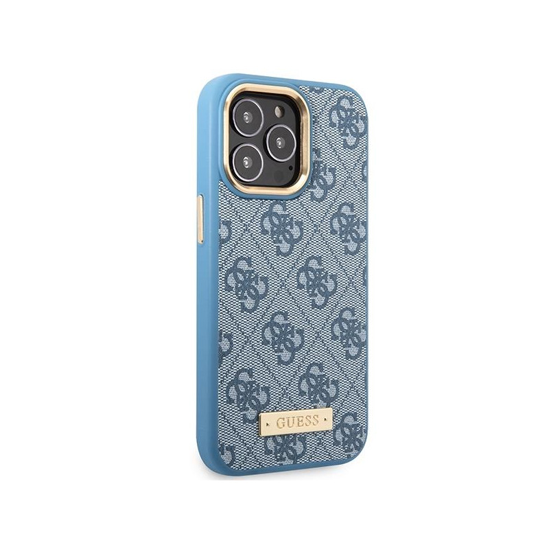 Guess 4G Logo Plate MagSafe dėklas iPhone 14 Pro - mėlynas