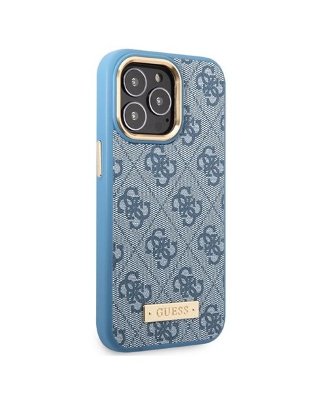 Guess 4G Logo Plate MagSafe dėklas iPhone 14 Pro - mėlynas Guess 4G Logo Plate MagSafe dėklas iPhone 14 Pro - mėlynas