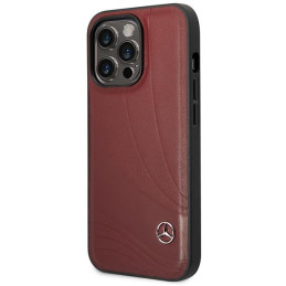Mercedes Leather Wave Pattern dėklas iPhone 14 Pro - raudonas