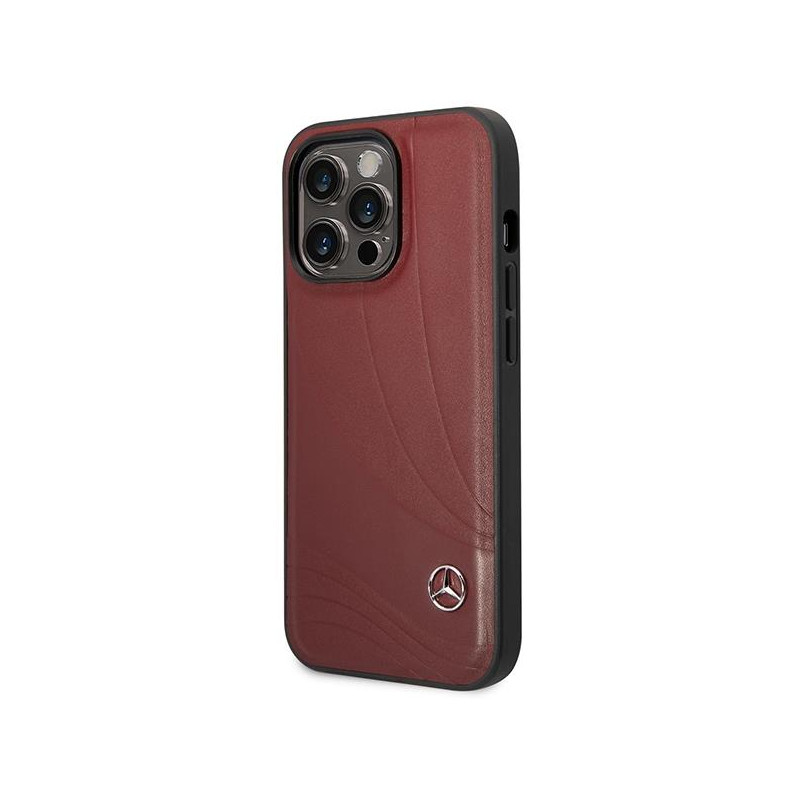 Mercedes Leather Wave Pattern dėklas iPhone 14 Pro - raudonas