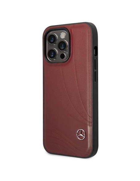 Mercedes Leather Wave Pattern dėklas iPhone 14 Pro - raudonas Mercedes Leather Wave Pattern dėklas iPhone 14 Pro - raudonas