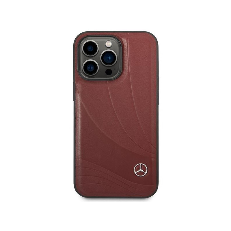 Mercedes Leather Wave Pattern dėklas iPhone 14 Pro - raudonas