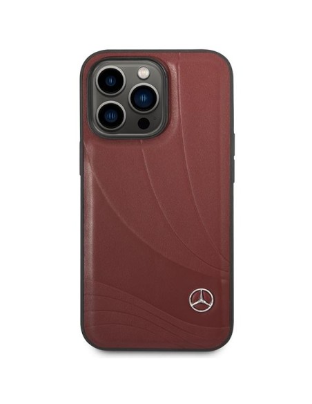 Mercedes Leather Wave Pattern dėklas iPhone 14 Pro - raudonas Mercedes Leather Wave Pattern dėklas iPhone 14 Pro - raudonas