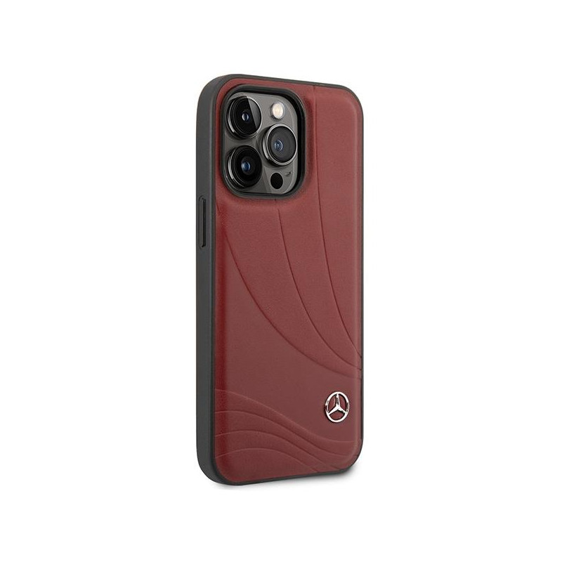 Mercedes Leather Wave Pattern dėklas iPhone 14 Pro - raudonas