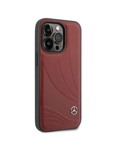 Mercedes Leather Wave Pattern dėklas iPhone 14 Pro - raudonas Mercedes Leather Wave Pattern dėklas iPhone 14 Pro - raudonas