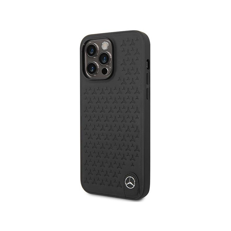 Mercedes Leather Stars Pattern dėklas, skirtas iPhone 14 Pro Max - juodas