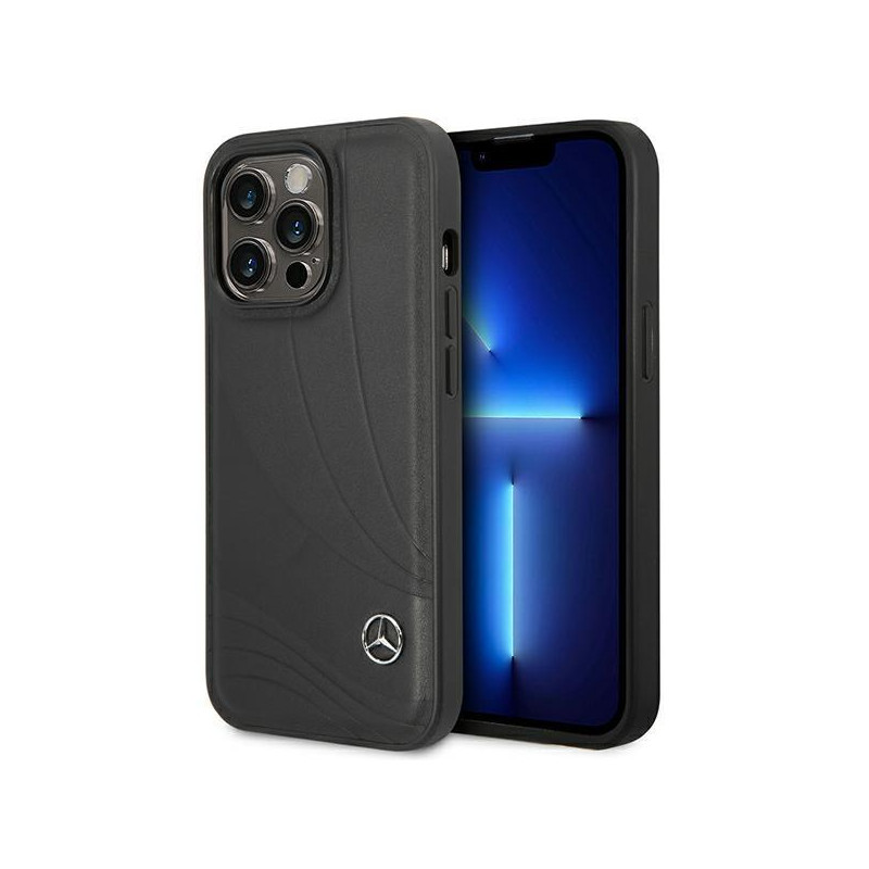 Mercedes Leather Wave Pattern dėklas iPhone 14 Pro Max - juodas Mercedes Leather Wave Pattern dėklas iPhone 14 Pro Max - juodas