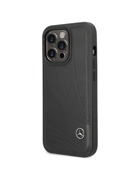 Mercedes Leather Wave Pattern dėklas iPhone 14 Pro Max - juodas Mercedes Leather Wave Pattern dėklas iPhone 14 Pro Max - juodas