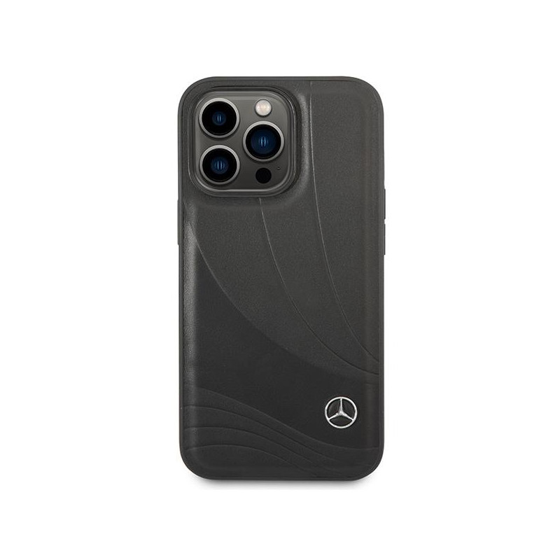 Mercedes Leather Wave Pattern dėklas iPhone 14 Pro Max - juodas