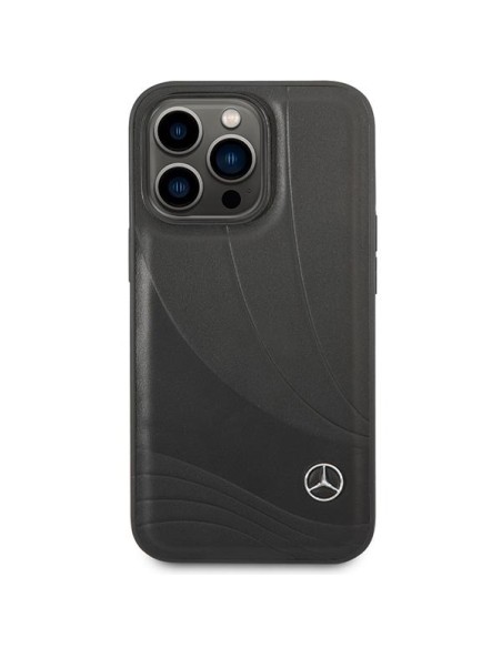 Mercedes Leather Wave Pattern dėklas iPhone 14 Pro Max - juodas Mercedes Leather Wave Pattern dėklas iPhone 14 Pro Max - juodas