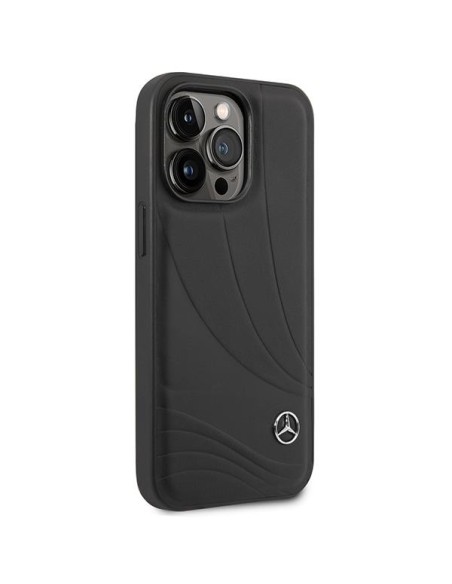 Mercedes Leather Wave Pattern dėklas iPhone 14 Pro Max - juodas Mercedes Leather Wave Pattern dėklas iPhone 14 Pro Max - juodas