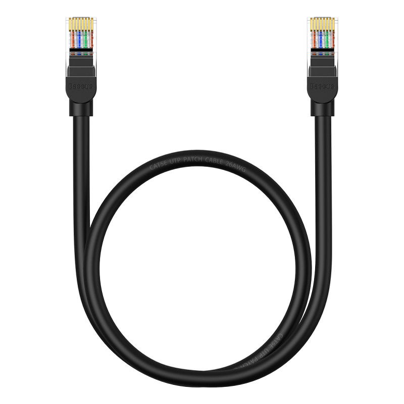 „Baseus High Speed Cat 5 RJ-45 Ethernet“ kabelis 1000 Mb/ s 0,5 m apvalus - juodas