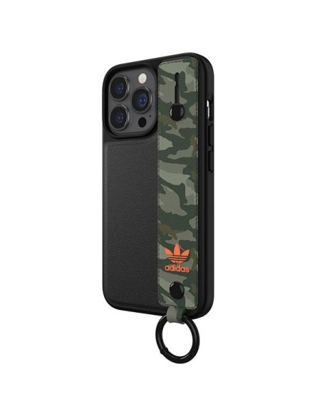 Adidas OR Hand Strap Case iPhone 13 Pro / iPhone 13 - juoda ir žalia Adidas OR Hand Strap Case iPhone 13 Pro / iPhone 13 - juoda ir žalia