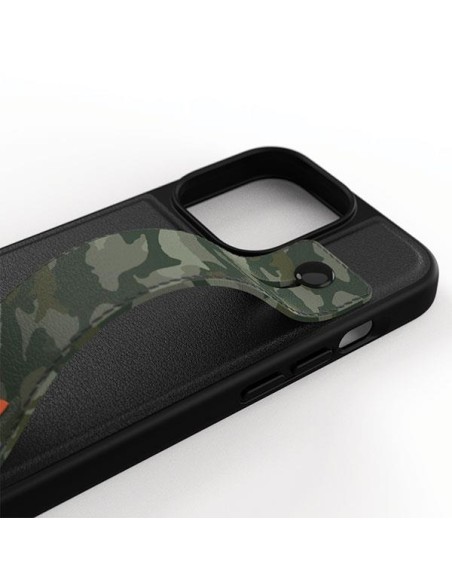 Adidas OR Hand Strap Case iPhone 13 Pro / iPhone 13 - juoda ir žalia Adidas OR Hand Strap Case iPhone 13 Pro / iPhone 13 - juoda ir žalia
