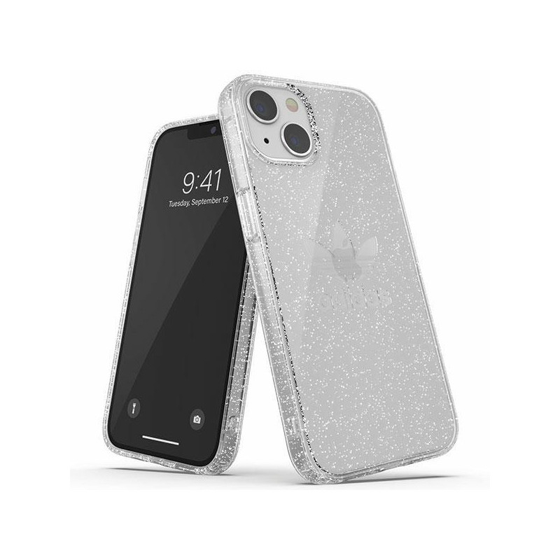 Adidas OR Protective Clear Case Glitter dėklas iPhone 13 - skaidrus ir sidabrinis Adidas OR Protective Clear Case Glitter dėklas iPhone 13 - skaidrus ir sidabrinis