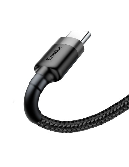 Patvarus lankstus laidas USB laidas USB-C QC3.0 3A 1M juodos ir pilkos spalvos