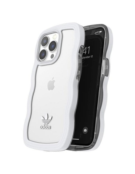 Adidas OR Wavy Case iPhone 13 Pro / iPhone 13 - baltas ir skaidrus Adidas OR Wavy Case iPhone 13 Pro / iPhone 13 - baltas ir skaidrus