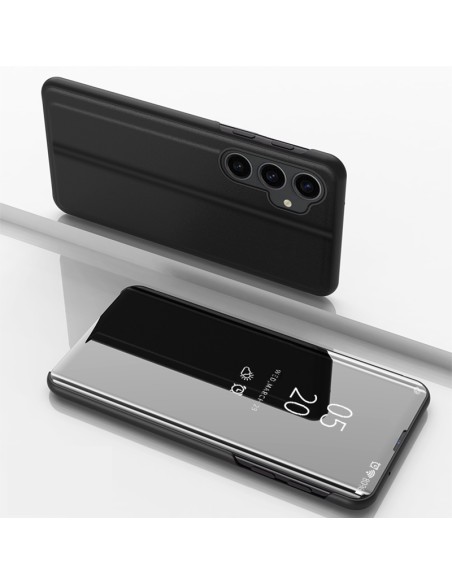 Kietas atverčiamas dėklas, skirtas Samsung Galaxy S23 FE Clear View Case - juodas Kietas atverčiamas dėklas, skirtas Samsung Galaxy S23 FE Clear View Case - juodas