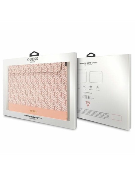 Guess GCube Stripes dėklas 14" nešiojamam kompiuteriui – rožinis Guess GCube Stripes dėklas 14" nešiojamam kompiuteriui – rožinis