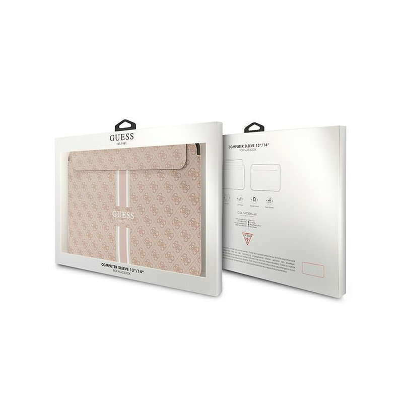 Guess 4G Printed Stripes dangtelis 14" nešiojamam kompiuteriui – rožinis