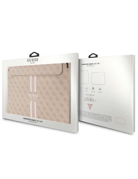 Guess 4G Printed Stripes dangtelis 14" nešiojamam kompiuteriui – rožinis