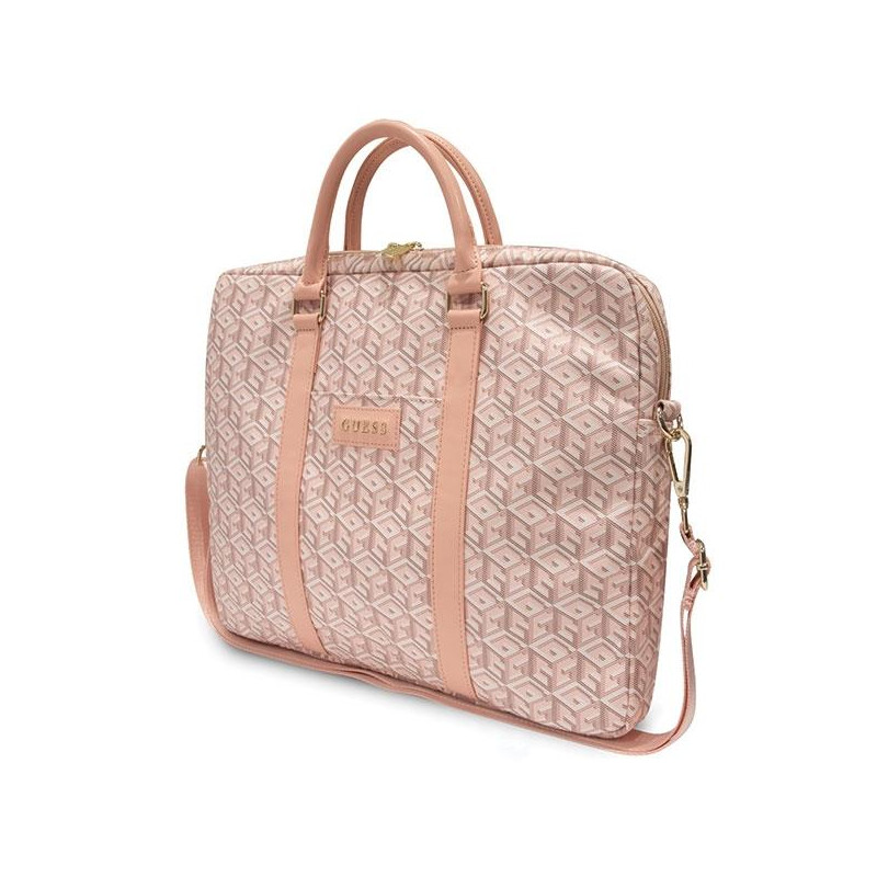 Guess GCube Stripes krepšys 16" nešiojamam kompiuteriui - rožinis
