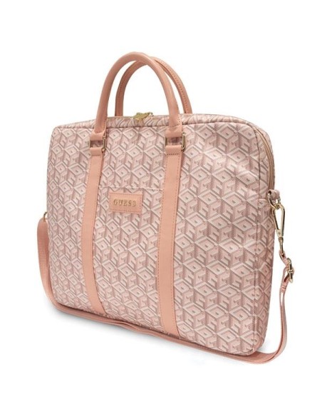 Guess GCube Stripes krepšys 16" nešiojamam kompiuteriui - rožinis Guess GCube Stripes krepšys 16" nešiojamam kompiuteriui - rožinis