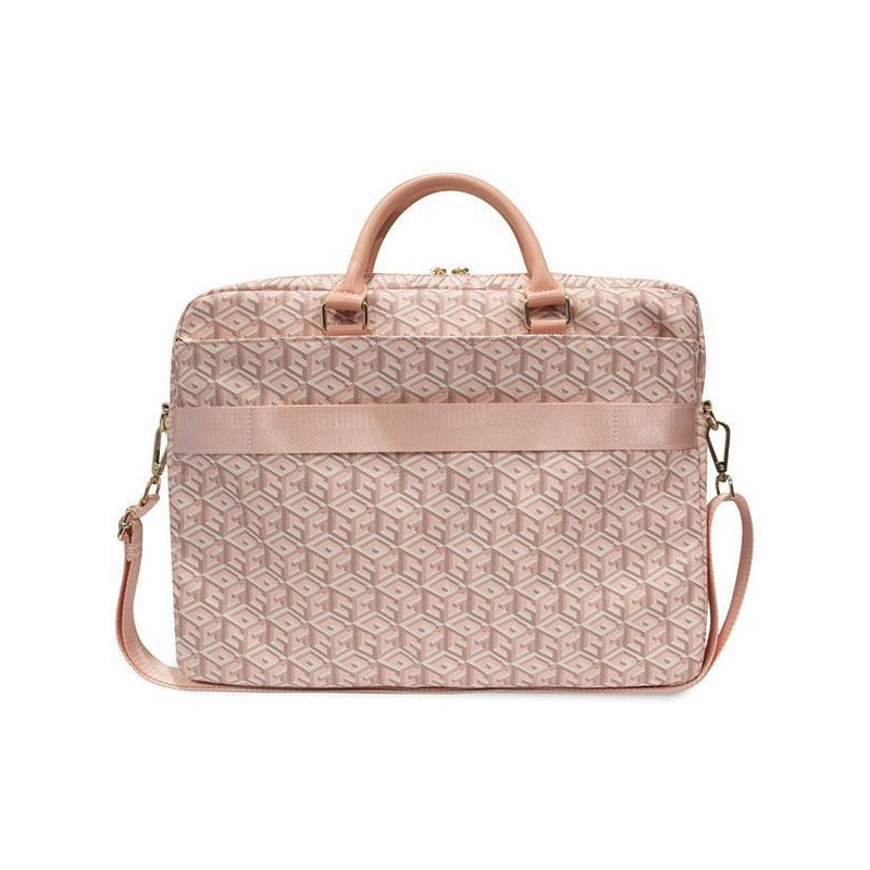 Guess GCube Stripes krepšys 16" nešiojamam kompiuteriui - rožinis