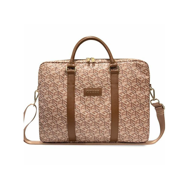 Guess GCube Stripes krepšys 16" nešiojamam kompiuteriui - rudas
