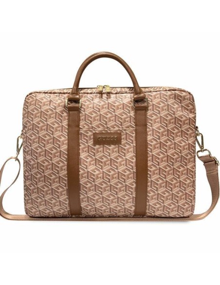 Guess GCube Stripes krepšys 16" nešiojamam kompiuteriui - rudas Guess GCube Stripes krepšys 16" nešiojamam kompiuteriui - rudas