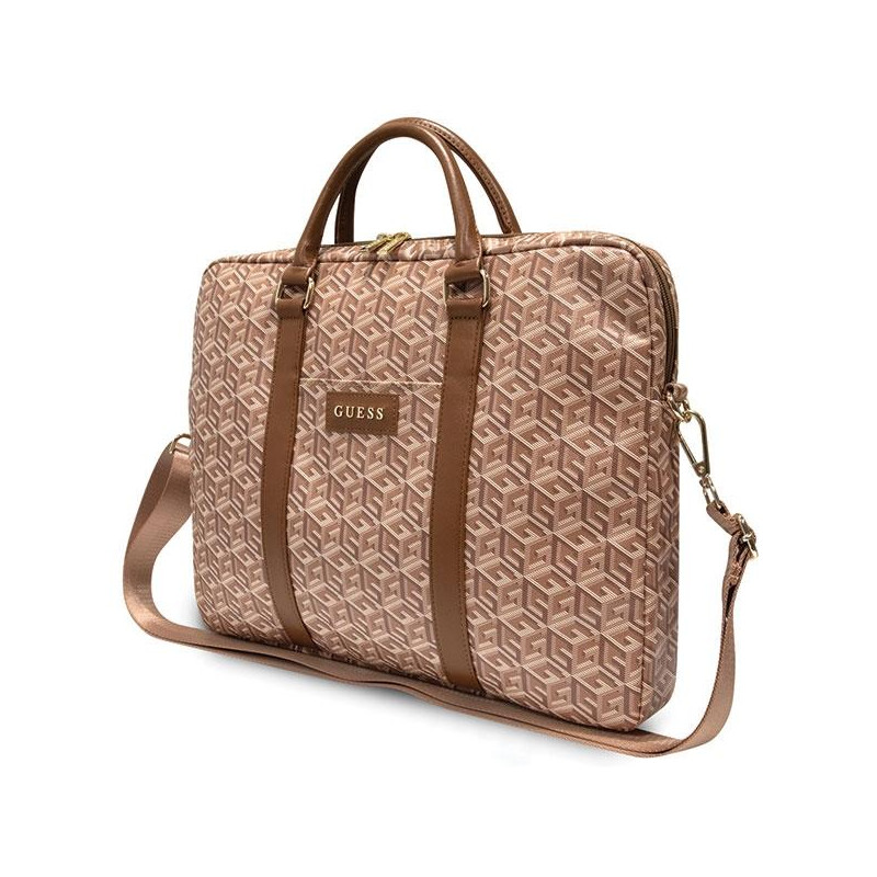 Guess GCube Stripes krepšys 16" nešiojamam kompiuteriui - rudas