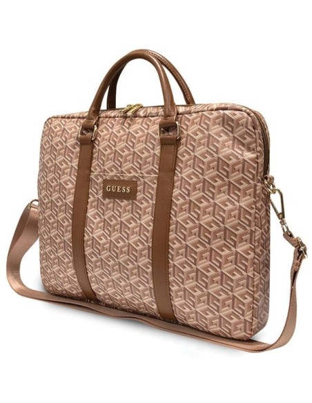 Guess GCube Stripes krepšys 16" nešiojamam kompiuteriui - rudas Guess GCube Stripes krepšys 16" nešiojamam kompiuteriui - rudas