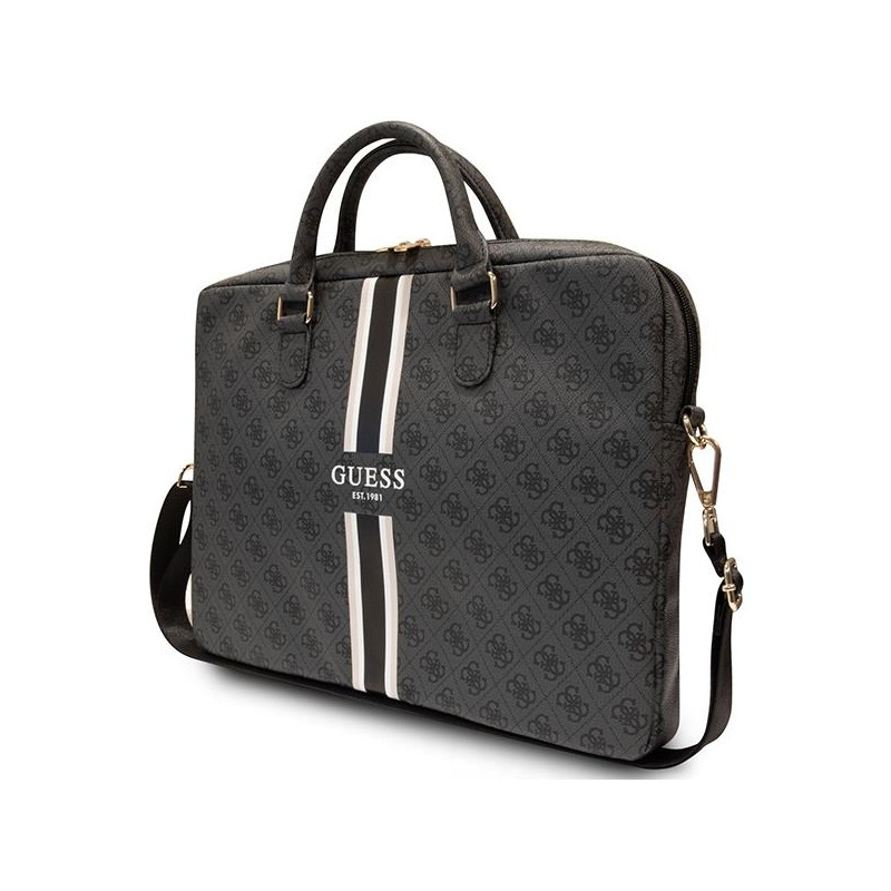 Guess 4G Printed Stripes krepšys 16" nešiojamam kompiuteriui - juodas