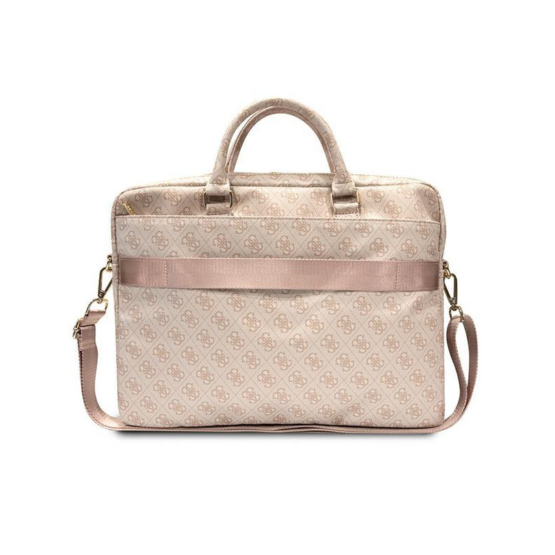 Guess 4G Printed Stripes krepšys 16" nešiojamam kompiuteriui - rožinis