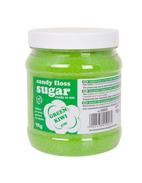 Spalvotas cukrus cukraus vatai žalių kivių skoniui 1kg Spalvotas cukrus cukraus vatai žalių kivių skoniui 1kg