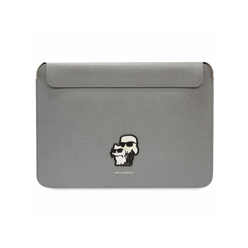 Karl Lagerfeld Saffiano Karl&Choupette dėklas 16" nešiojamam kompiuteriui - sidabrinis Karl Lagerfeld Saffiano Karl&Choupette dėklas 16" nešiojamam kompiuteriui - sidabrinis
