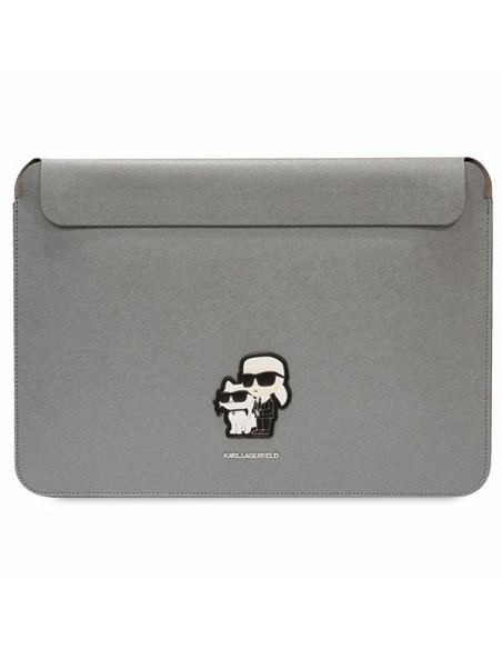 Karl Lagerfeld Saffiano Karl&Choupette dėklas 16" nešiojamam kompiuteriui - sidabrinis Karl Lagerfeld Saffiano Karl&Choupette dėklas 16" nešiojamam kompiuteriui - sidabrinis