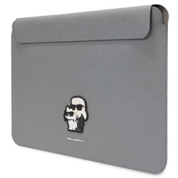 Karl Lagerfeld Saffiano Karl&Choupette dėklas 16" nešiojamam kompiuteriui - sidabrinis