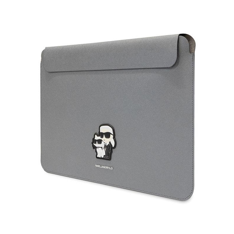 Karl Lagerfeld Saffiano Karl&Choupette dėklas 16" nešiojamam kompiuteriui - sidabrinis