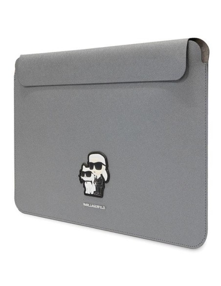 Karl Lagerfeld Saffiano Karl&Choupette dėklas 16" nešiojamam kompiuteriui - sidabrinis Karl Lagerfeld Saffiano Karl&Choupette dėklas 16" nešiojamam kompiuteriui - sidabrinis