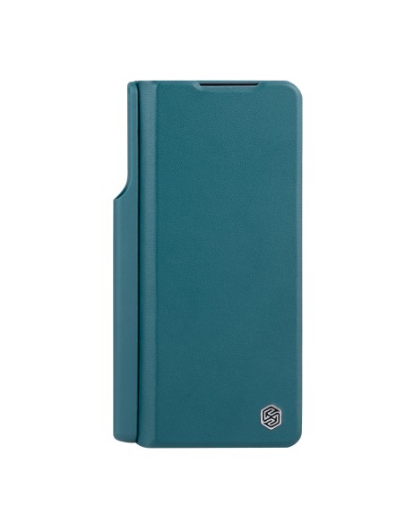 Odinis dėklas su apverstu ir fotoaparato apsauga, skirta Samsung Galaxy Z Fold 5 Nillkin Qin Leather Pro – žalia Odinis dėklas su apverstu ir fotoaparato apsauga, skirta Samsung Galaxy Z Fold 5 Nillkin Qin Leather Pro – žalia
