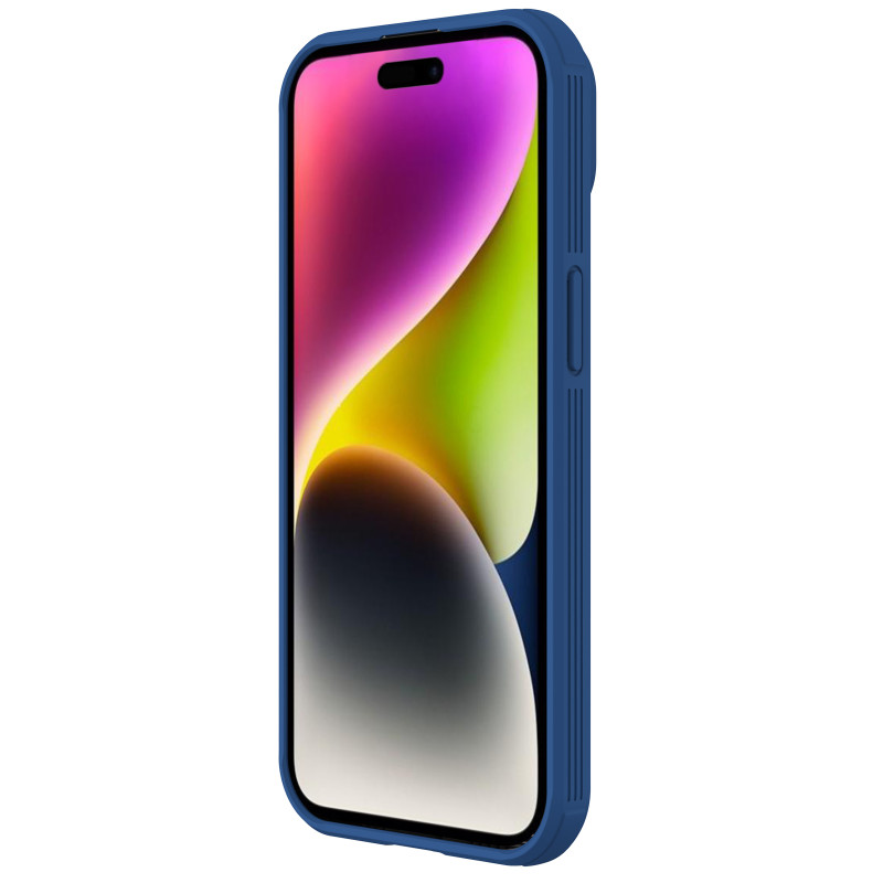 Nillkin CamShield Pro magnetinis dėklas, skirtas iPhone 15 Plus su fotoaparato apsauga – mėlynas