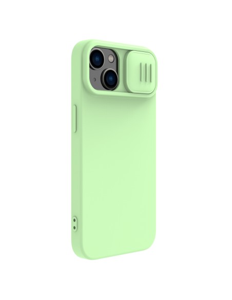 Nillkin CamShield Silky silikoninis dėklas, skirtas iPhone 15 su fotoaparato dangteliu - mėtų Nillkin CamShield Silky silikoninis dėklas, skirtas iPhone 15 su fotoaparato dangteliu - mėtų