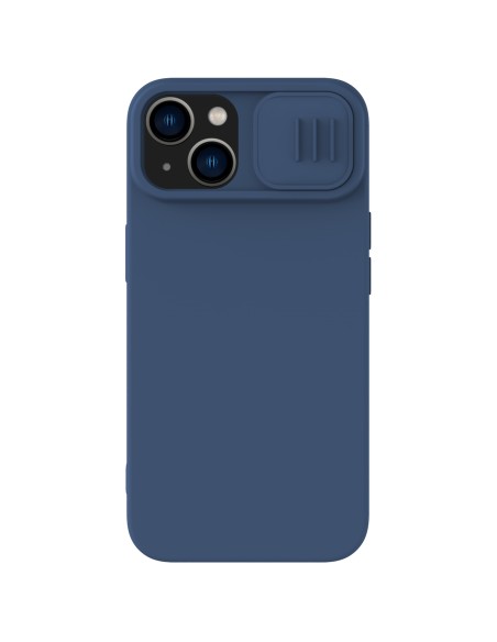 Nillkin CamShield šilkinis silikoninis dėklas, skirtas iPhone 15 Plus su fotoaparato apsauga – tamsiai mėlyna