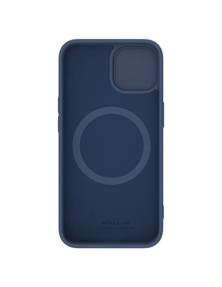 Nillkin CamShield šilkinis silikoninis dėklas, skirtas iPhone 15 Plus su fotoaparato apsauga – tamsiai mėlyna