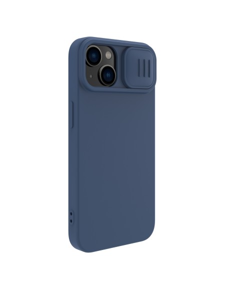 Nillkin CamShield šilkinis silikoninis dėklas, skirtas iPhone 15 Plus su fotoaparato apsauga – tamsiai mėlyna