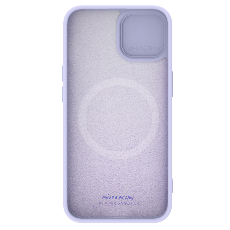 Nillkin CamShield šilkinis silikoninis dėklas, skirtas iPhone 15 Plus su fotoaparato apsauga – violetinė